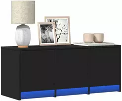 TV staliukas Televizoriaus spintelė su LED, juoda, 97x34x40cm, mediena