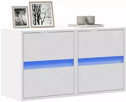 TV staliukas Sieninės TV spintelės su LED, 2vnt., baltos, 41x31x45cm