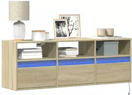 TV staliukas Sieninė TV spintelė su LED lemputėmis, ąžuolo, 130x31x45 cm
