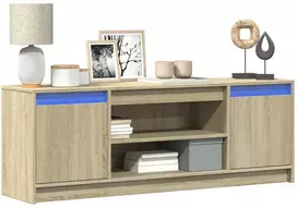 TV staliukas Televizoriaus spintelė su LED, ąžuolo, 139,5x34x50cm, mediena