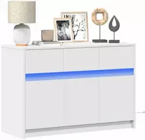 TV staliukas Televizoriaus spintelė su LED, balta, 91x34x61cm, mediena