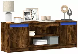 TV staliukas Televizoriaus spintelė su LED, dūminė, 139,5x34x50cm, mediena