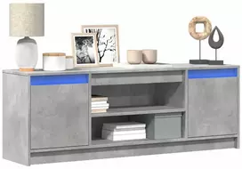TV staliukas Televizoriaus spintelė su LED, betono, 139,5x34x50cm, mediena