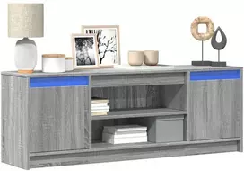 TV staliukas Televizoriaus spintelė su LED, pilka, 139,5x34x50cm, mediena