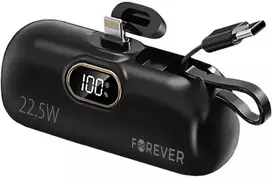 Telforceone Forever mini power bank MTB-100 22.5W 5000 mAh Lightning juodos spalvos