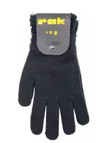 Pirštinės su pūkuotais rankogaliais moterims Rak R-017, juodos, 21 cm