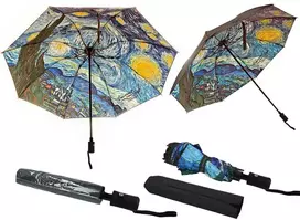 Carmani automatinis/sulankstomas skėtis 100cm ,V.Van Gogh,Žvaigždėta naktis