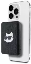 Karl Lagerfeld Powerbank indukcinis KLPB5FPGKSCHHK 16W 5000mAh juodos spalvos Choupette Head Pin MagSafe