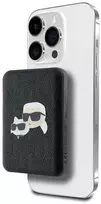 Karl Lagerfeld Powerbank inductive KLPB5FPGKSKCHK 16W 5000mAh juodos spalvos Karl&Choupette Head Pin MagSafe