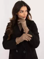 Wool Fashion Italia Elegantiškos rudos moteriškos pirštinės: Dydis - L/XL