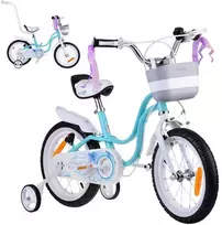 RoyalBaby žavus dviratis 14" Little Swan juostelės krepšelio šoniniai ratai RB14-18