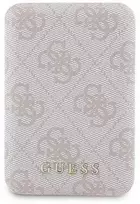 Guess Powerbank indukcinis 15W GUPB5FP4EMGP 5000mAh rožinės spalvos 4G Leather Metal Logo MagSafe