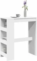 Baro stalas su lentynomis, baltas, 90x40x103,5cm, mediena