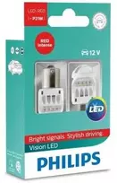 Philips P21w Vision atbulinės eigos raudoni 12v LED žibintai, 2 vnt.