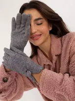 Wool Fashion Italia Pilkos spalvos moteriškos šiltos pirštinės: Dydis - S/M
