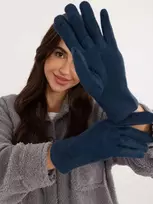 Wool Fashion Italia Jūros mėlynumo moteriškos pirštinės: Dydis - L/XL