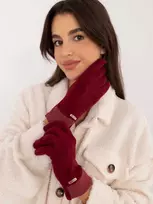 Wool Fashion Italia Bordo spalvos moteriškos pirštinės: Dydis - S/M