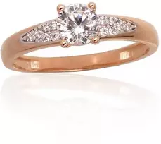 Auksinis sužadėtuvių žiedas. Praba: 585°, , Akmuo: Cirkonai - 18 - 1.94 g.