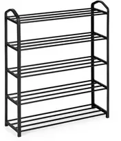 ModernHome metalinė batų lentyna su 5 lentynomis, juoda