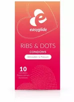 „EasyGlide“ – prezervatyvai su briaunomis ir taškeliais, 10 vnt.