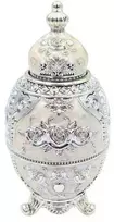 Deco Gifts Elegantiškas balto sidabro Fabergé kiaušinis su rožėmis, atsidarantis