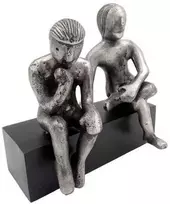 Divine Dekor Zodiako Dvyniai – sidabrinė aliuminio figūrėlė, medinis pagrindas