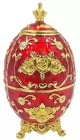 Deco Gifts Raudonas auksinis Fabergé kiaušinis su rožių motyvu – elegantiška dovana
