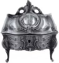 Deco Gifts Sidabrinė metalinė papuošalų dėžutė su dekoru – elegantiška dovana