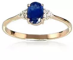 Auksinis žiedas su brangakmeniais. Metalas: Raudonas Auksas. Praba: 585°. Akmuo: Briliantai , Safyras - 16.5 - 1.11 g. - Briliantai (0,036Ct), Safyras (0,643Ct)