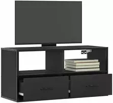 TV staliukas Televizoriaus spintelė, juoda, 80x31x39,5cm, mediena/metalas
