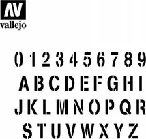 Vallejo trafaretai – 1:35 spaudo šriftas, 125 x 125 mm