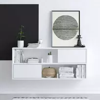 Asir Sieninė lentyna su stalčiais, 120×50 cm, balta