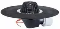 Stogo įlaja DN75/110 su apšildymu(10-30W/230V), bitumine hidroizoliacija,lapų gaudykle(HL64.1H)