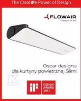 Flowair SLIM E-150 ELEKTRINĖ DURŲ UŽDUOTĖ 1,5M 9KW BALTA