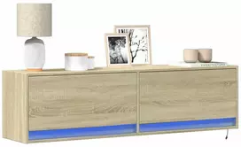 TV staliukas Sieninė TV spintelė su LED lemputėmis, ąžuolo, 140x31x38cm