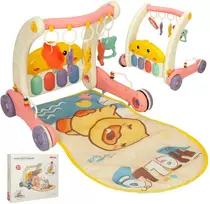 Mokomasis kilimėlis kūdikiams 2in1 antis su pianinu + stūmikliu