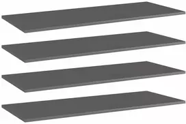Knygų lentynos plokštės, 4vnt., pilkos, 100x40x1,5cm, MDP