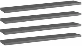 Knygų lentynos plokštės, 4vnt., pilkos, 60x10x1,5cm, MDP