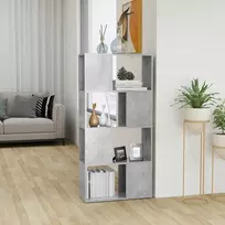 Spintelė knygoms/kambario pertvara, betono pilka, 60x24x124,5cm