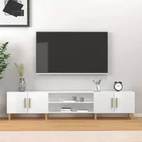 TV staliukas Televizoriaus spintelė, balta, 180x31,5x40cm, mediena, blizgi