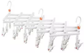 Plastikinis sulankstomas drabužių kabyklas su 29 spaustukais - baltas