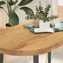 Stalviršis, šviesiai rudas, 120x60x4 cm, ąžuolo masyvas, ovalo