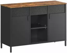 Songmics Dvigubų durelių sandėliavimo spintelė vintage ruda-matinė juoda