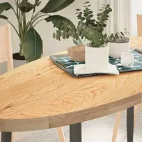 Stalviršis, 140x60x4 cm, ąžuolo medienos masyvas, ovalo formos