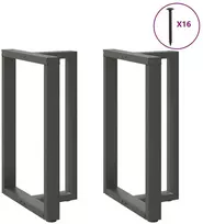 Baro stalo kojos, T formos, 2 vnt., antracito spalvos, 60x35x(90-91) cm, plienas