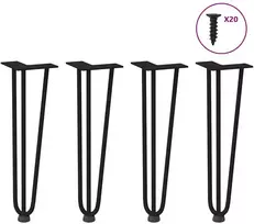 Kavos staliuko kojelės, 4 vnt., juodos, 42 cm, plienas, segtukai