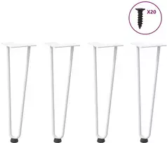 Kavos staliuko kojelės, 4 vnt., baltos, 42 cm, plienas, segtukai