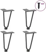 Kavos staliuko kojelės, 4 vnt., antracito spalvos, 20 cm, plienas