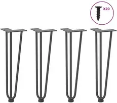 Kavos staliuko kojelės, 4 vnt., antracito spalvos, 42 cm, plienas, segtukai