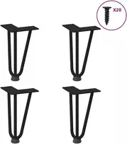 Kavos staliuko kojelės, 4 vnt., juodos, 20 cm, plienas, segtukai